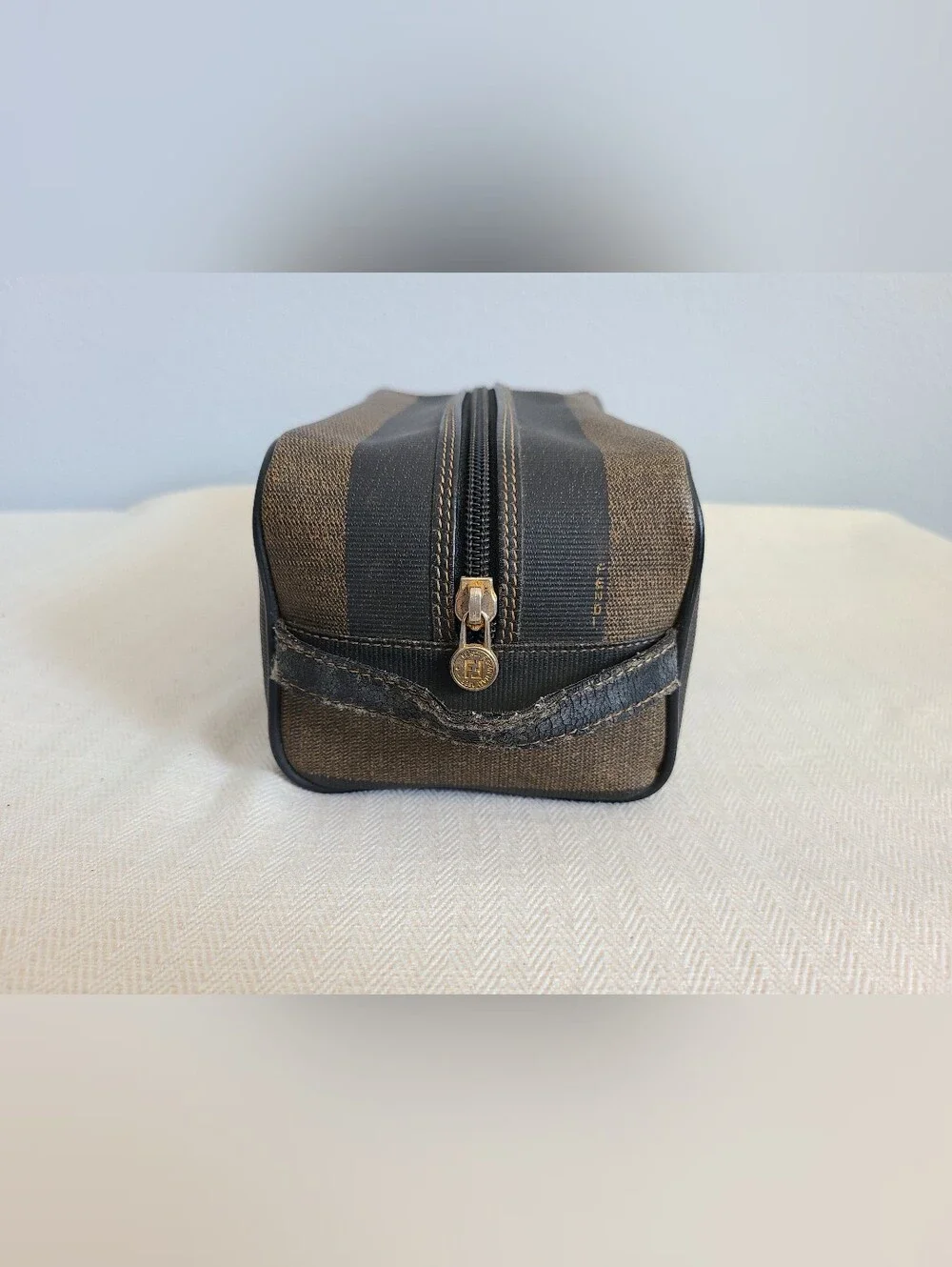 Fendi Striped Toiletry Travel Cosmetic Case